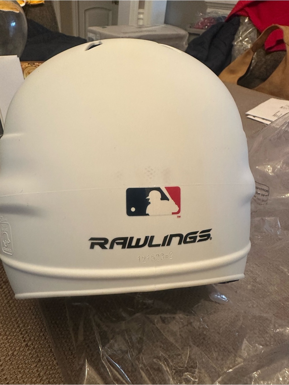 Rawlings White Official Batting Helmet with Black Logo and Red Accent - Picture 4 of 5
